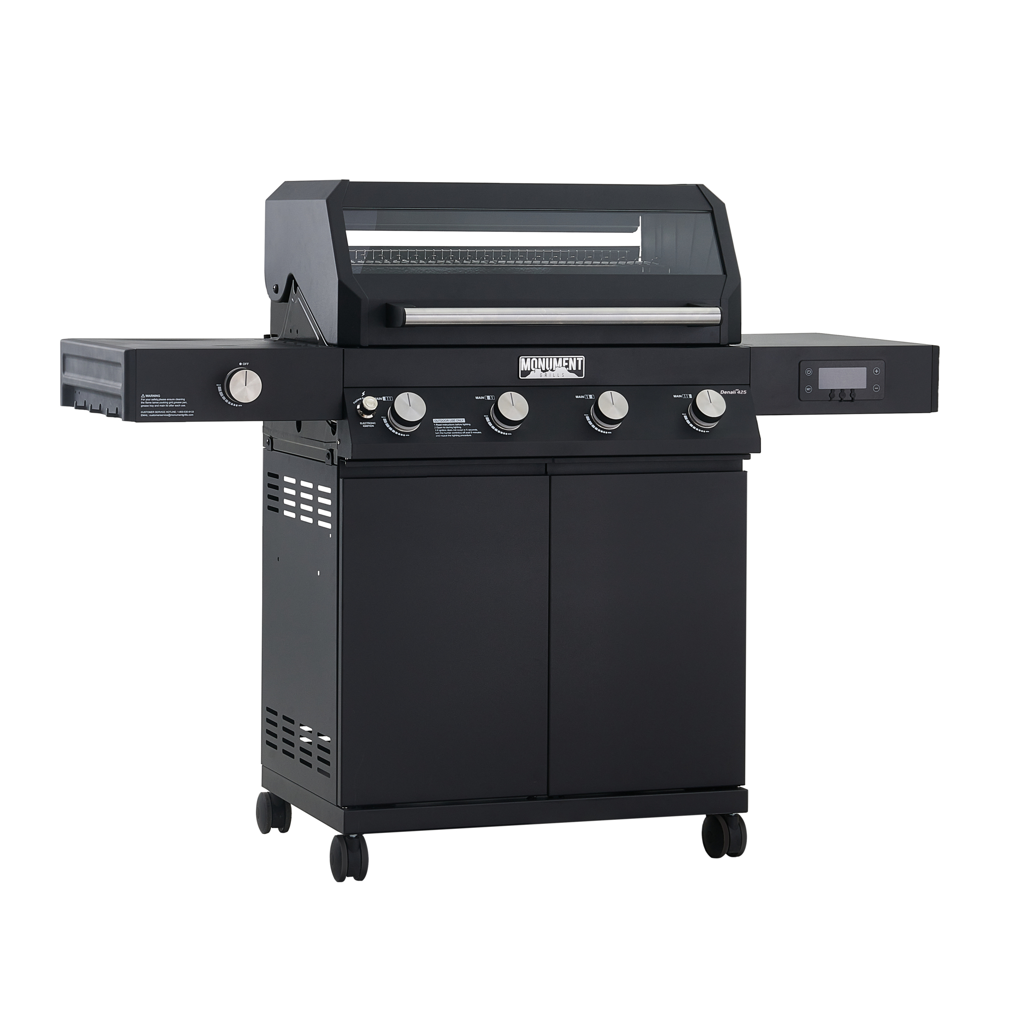 Monument Grills, Black 4 Burner Smart Grill, Fuel Type Propane, Capacity 28 Gal, Model# D425